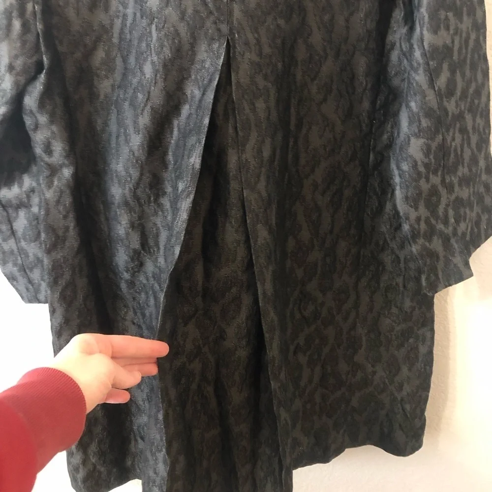 Eileen Fisher Ikat Embers Jacquard Blazer Jacket in Black Gray - Size Medium
